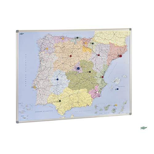 Faibo - Mapa autonómico de España y Portugal, magnético, 103×129 cm, marco de aluminio con esquinas de plástico Faibo - Mapa autonómico de España y Portugal, magnético, 103×129 cm, marco de aluminio con esquinas de plástico