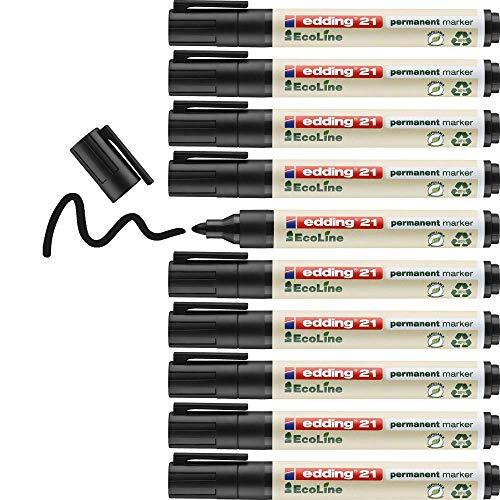 Edding 21 Ecoline - Caja 10 marcadores permanentes ecológicos, recargables, negros, punta cónica 1.5-3 mm Edding 21 Ecoline - Caja 10 marcadores permanentes ecológicos, recargables, negros, punta cónica 1.5-3 mm
