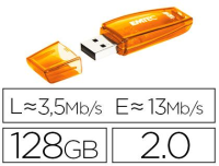 Memoria flash Emtec C410 USB 128 GB/2.0 naranja