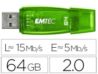 Memoria flash Emtec C410 USB 64 GB/2.0 verde
