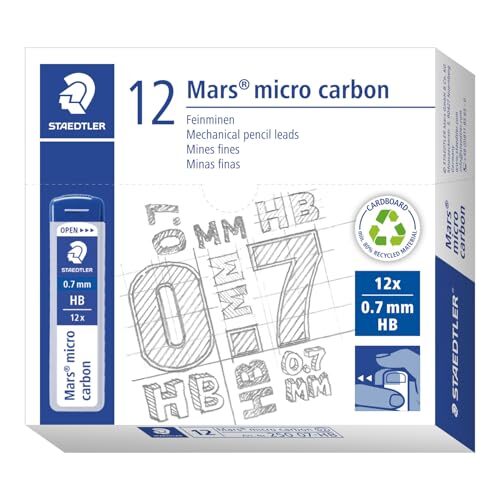 Caja 12 tubos de 12 minas grafito 0.7 mm, HB, - Staedtler Mars Micro Carbon Caja 12 tubos de 12 minas grafito 0.7 mm, HB, - Staedtler Mars Micro Carbon