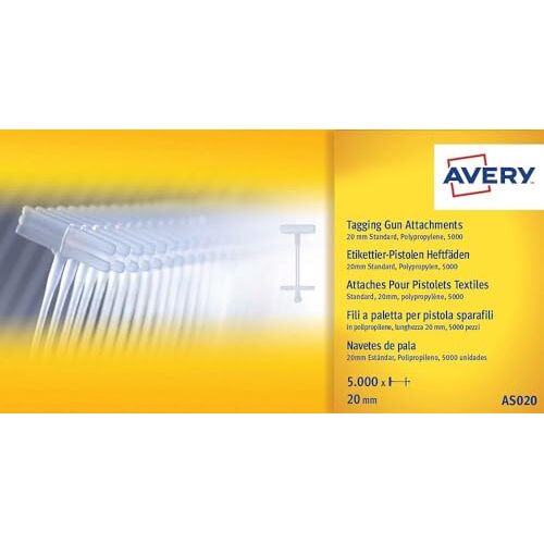 Avery - Pack de 5000 navetes de pala de 20 mm de largo, en polipropileno, estándar Avery - Pack de 5000 navetes de pala de 20 mm de largo, en polipropileno, estándar
