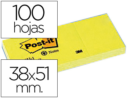 Notas adhesivas de papel reciclado, Post-It 653-1, 38x51