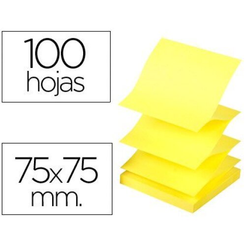 Taco de notas adhesivas zig-zag cuadradas (76 mm), amarillo neón Taco de notas adhesivas zig-zag cuadradas (76 mm), amarillo neón