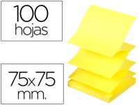 Taco de notas adhesivas zig-zag 75x75 mm, amarillo neon