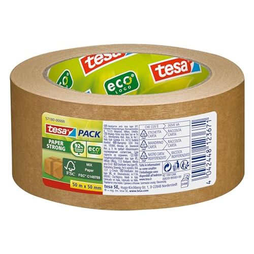 Precinto embalar Tesa papel kraft 57180 50x50 Precinto embalar Tesa papel kraft 57180 50x50