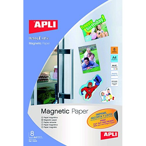 Papel magnético para Imprimir Apli 10245, Din A4, 8 hojas Papel magnético para Imprimir Apli 10245, Din A4, 8 hojas