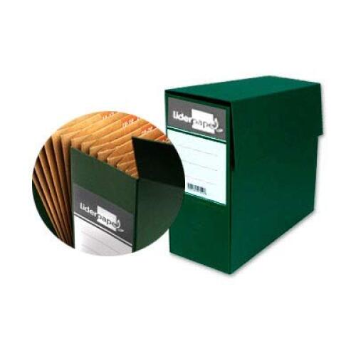 Caja con fuelle clasificador folio verde Liderpapel Caja con fuelle clasificador folio verde Liderpapel