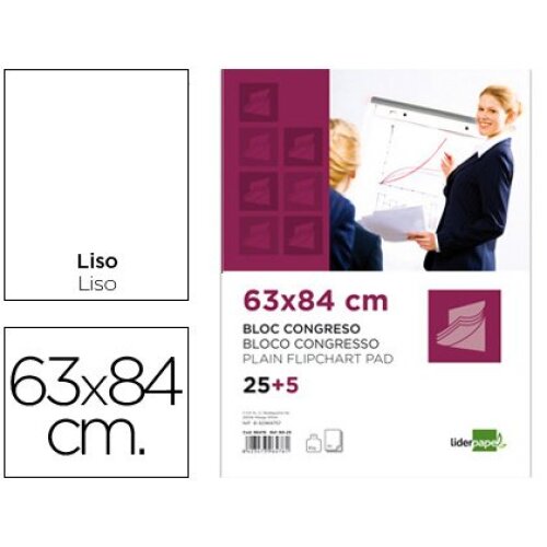 Bloc de congresos de 25 hojas de 63x84 cm (papel flipchart) Bloc de congresos de 25 hojas de 63x84 cm (papel flipchart)