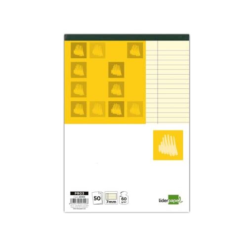 Bloc de notas 50h papel amarillo con rayado horizontal Bloc de notas 50h papel amarillo con rayado horizontal