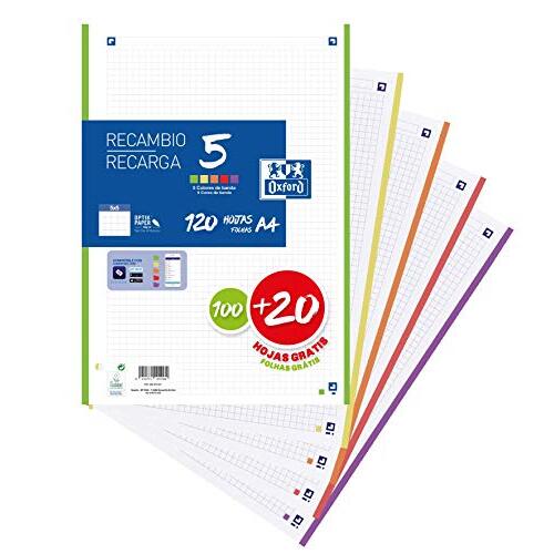 Recambios A4 con bandas de color Liderpapel Recambios A4 con bandas de color Liderpapel