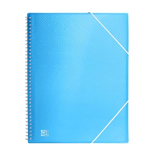 Cuaderno espiral con 30 fundas plástico A4, cierre gomilla, azul - Oxford Urban