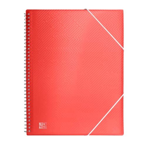 Cuaderno espiral con 30 fundas plástico A4, cierre gomilla,  rojo - Oxford Urban