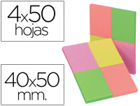 Pack 4 tacos notas 40x50, 50h, rosa, verde, amarillo, naranja