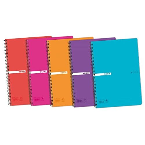 Pack 5 libretas cuadriculadas ENRI con tapa plástico en formato Folio