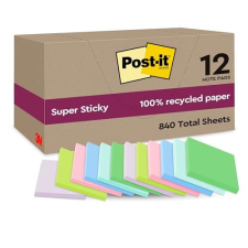 Pack 840 pósits superadhesivos de colores en papel reciclado - 12 blocs de 70 notas cuadradas de 47.6 mm