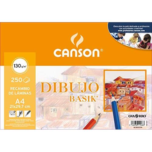 Canson Dibujo Basik - Pack 250 láminas de dibujo A4 lisas de 130 g/m² Canson Dibujo Basik - Pack 250 láminas de dibujo A4 lisas de 130 g/m²