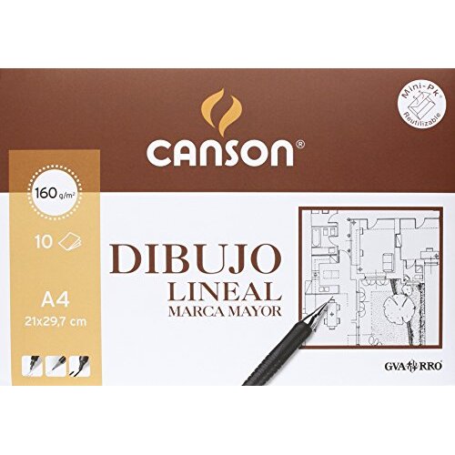 Minipack 10 hojas papel dibujo lineal Marca Mayor A4, 160 g - Canson Gvarro Minipack 10 hojas papel dibujo lineal Marca Mayor A4, 160 g - Canson Gvarro