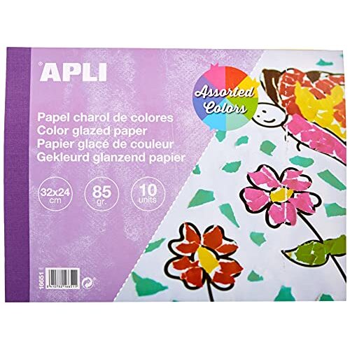 Bloc 10 papeles charol de colores surtidos 32×24 cm - Apli 16651 Bloc 10 papeles charol de colores surtidos 32×24 cm - Apli 16651