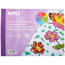 Bloc 10 papeles charol de colores surtidos 32×24 cm - Apli 16651