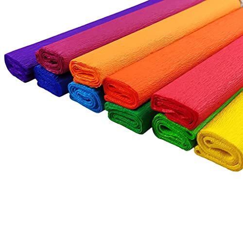 Lote 10 rollos de papel crespón fluorescente, 200 × 50 cm, colores surtidos Lote 10 rollos de papel crespón fluorescente, 200 × 50 cm, colores surtidos