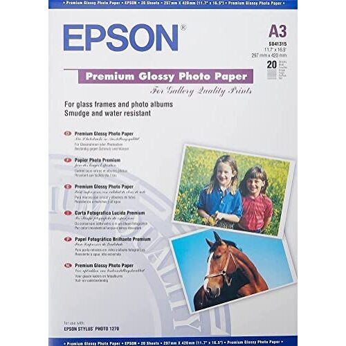 Epson Premium Glossy Photo Paper - Papel Fotográfico A3, 225 g, 20 h. Epson Premium Glossy Photo Paper - Papel Fotográfico A3, 225 g, 20 h.