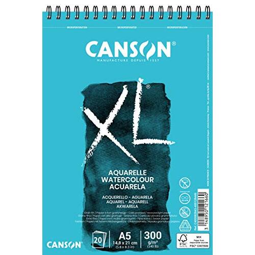 Canson XL - Bloc 20 h. papel de cuarela 300 g, prensado en frío, espiral en lado corto, formato A5 (14.8 × 21 cm) Canson XL - Bloc 20 h. papel de cuarela 300 g, prensado en frío, espiral en lado corto, formato A5 (14.8 × 21 cm)