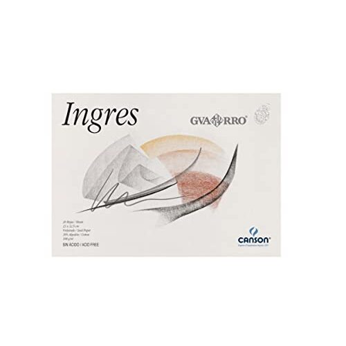 Canson Gvarro Ingres - Bloc de dibujo, 20 hojas de 108 g/m², textura verjurada, alto contenido algodón Canson Gvarro Ingres - Bloc de dibujo, 20 hojas de 108 g/m², textura verjurada, alto contenido algodón