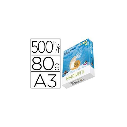 Nautilus Super White - Paquete 500 h. papel para fotocopiadora 100 % reciclado DIN A3 superblanco de 80 g Nautilus Super White - Paquete 500 h. papel para fotocopiadora 100 % reciclado DIN A3 superblanco de 80 g
