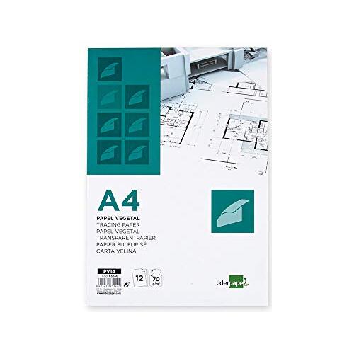 Liderpapel - Sobre 12 hojas papel vegetal de 70 g/m² A4 (210×297 mm) Liderpapel - Sobre 12 hojas papel vegetal de 70 g/m² A4 (210×297 mm)