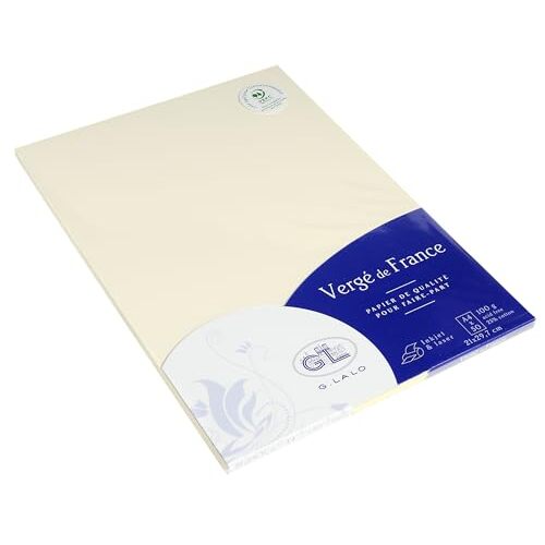 G. Lalo Vergé de France - Paquete 50 hojas A4 de papel verjurado marfil de 100 g/m² G. Lalo Vergé de France - Paquete 50 hojas A4 de papel verjurado marfil de 100 g/m²