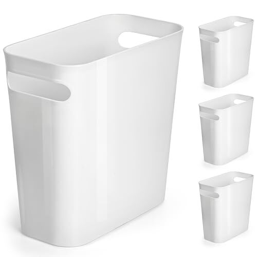 Pack 4 papeleras con asas pequeñas, color blanco, 6 litros Pack 4 papeleras con asas pequeñas, color blanco, 6 litros