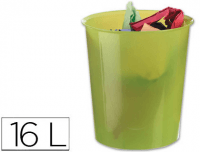 Papelera Q-Connect translúcida de 16 litros verde kiwi