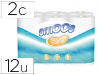 Paquete 12 Rollos papel higiénico 100% celulosa Amoos