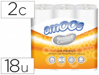 Paquete 18 rollos papel higiénico doméstico Amoos
