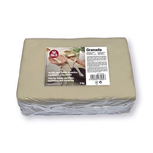 Pasta - Pasta de gres blanca Sio-2 Granada para escultura y modelado, paquete 5 kg Pasta - Pasta de gres blanca Sio-2 Granada para escultura y modelado, paquete 5 kg