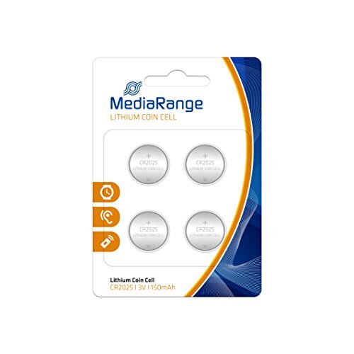 MediaRange - Pack 4 pilas de botón, CR2025, litio, 3 V, 150 mAh MediaRange - Pack 4 pilas de botón, CR2025, litio, 3 V, 150 mAh