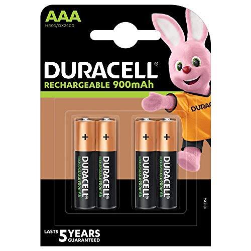 Duracell Rechargeable - Pack 4 pilas recargables AAA, 1.5 V, 900 mAh Duracell Rechargeable - Pack 4 pilas recargables AAA, 1.5 V, 900 mAh