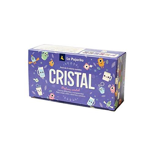 La Pajarita - Pintura cristal, caja 6 botes de laca de 35 ml en colores surtidos + pincel La Pajarita - Pintura cristal, caja 6 botes de laca de 35 ml en colores surtidos + pincel