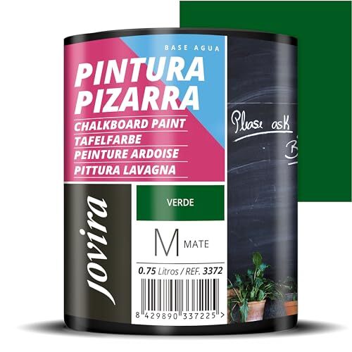 Pintura verde de pizarra base agua para pintar, dibujar y escribir con tiza sobre paredes, bote 750 ml - Jovira Pintura verde de pizarra base agua para pintar, dibujar y escribir con tiza sobre paredes, bote 750 ml - Jovira
