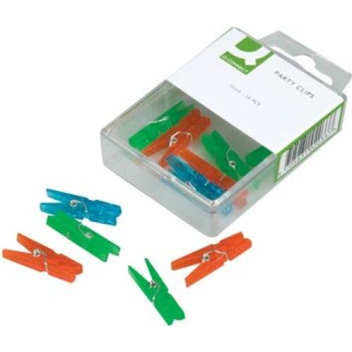 Caja 10 pinzas fantasía de 32 mm, plástico, colores surtidos Caja 10 pinzas fantasía de 32 mm, plástico, colores surtidos