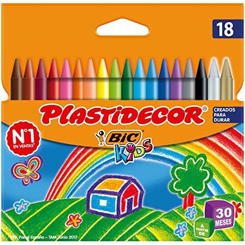 BIC Plastidecor - Estuche 18 ceras de colores surtidos, uso escolar BIC Plastidecor - Estuche 18 ceras de colores surtidos, uso escolar