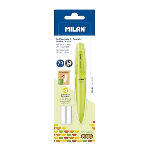 Portaminas Milan Capsule Fluo 2B + 2 gomas repuesto Portaminas Milan Capsule Fluo 2B + 2 gomas repuesto