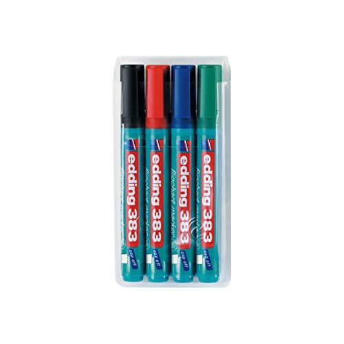 Edding 383 - Juego de 4 marcadores para flipchart, negro, rojo, azul, verde