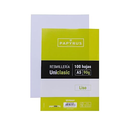 Paquete 100 hojas A5 lisas 90 g - Papyrus Resmillería Uniclasic Paquete 100 hojas A5 lisas 90 g - Papyrus Resmillería Uniclasic