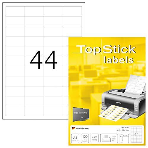 Caja de etiquetas autoadhesivas con 100 hojas A4 y 44 etiquetas/hoja de 48.3 × 25.4 mm (4400 en total), para láser e inkjet Caja de etiquetas autoadhesivas con 100 hojas A4 y 44 etiquetas/hoja de 48.3 × 25.4 mm (4400 en total), para láser e inkjet