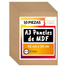 Tableros de MDF para manualidades en formato A3 (42×30 cm), 3 mm de grosor, paquete de 10 unidades