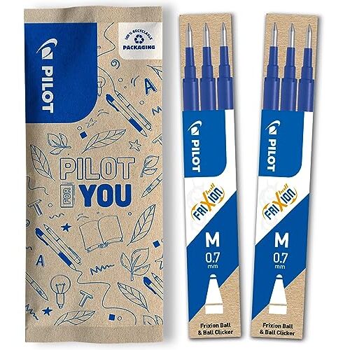 Pack 2 recambios Pilot Frixion, tinta borrable azul, grosor medio, gel - FriXion Ball y Clicker Pack 2 recambios Pilot Frixion, tinta borrable azul, grosor medio, gel - FriXion Ball y Clicker