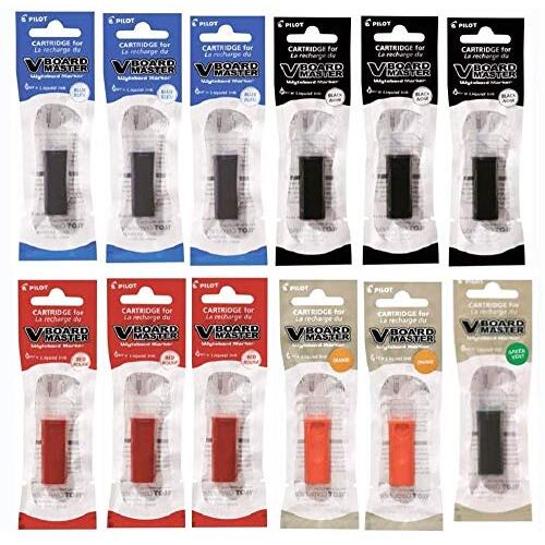 Recambios Pilot VBoard Master - Juego 12 recargas: 3 azules, 3 negras, 2 rojas, 2 naranjas y 1 verde Recambios Pilot VBoard Master - Juego 12 recargas: 3 azules, 3 negras, 2 rojas, 2 naranjas y 1 verde