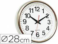 Reloj de pared con marco cromado y fondo blanco 30 cm